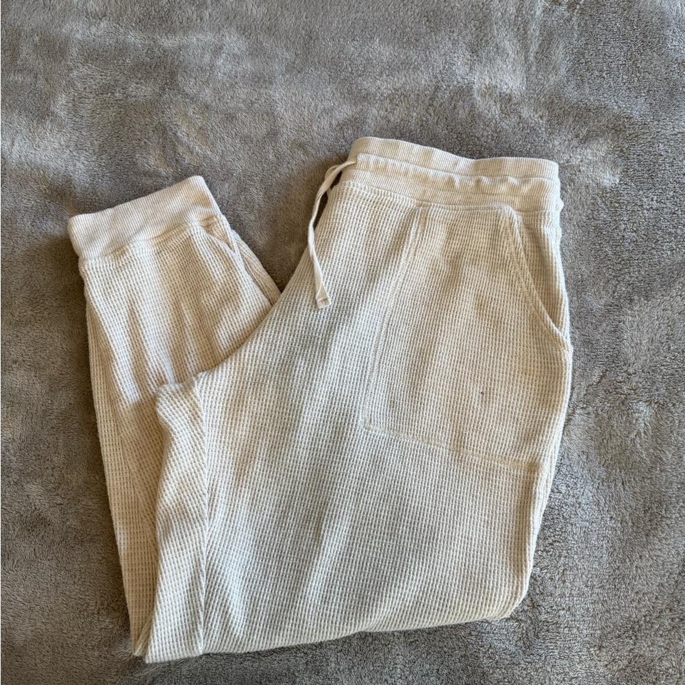 Cream Waffle Knit Joggers